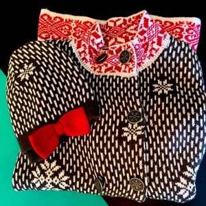 TAHARI GIRLS 6X HOLIDAY SWEATER/HAT SET